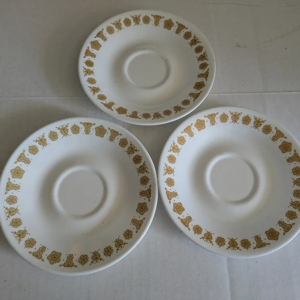 Corelle Butterfly Gold Saucers. 3 Included.